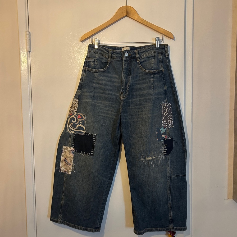 Anthropologie Patchwork Barrel Jeans